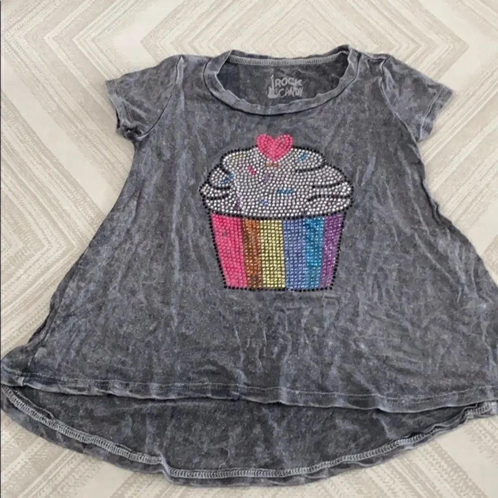 Rock Candy Girls Grey T-shirt with Sparkle Cupcake